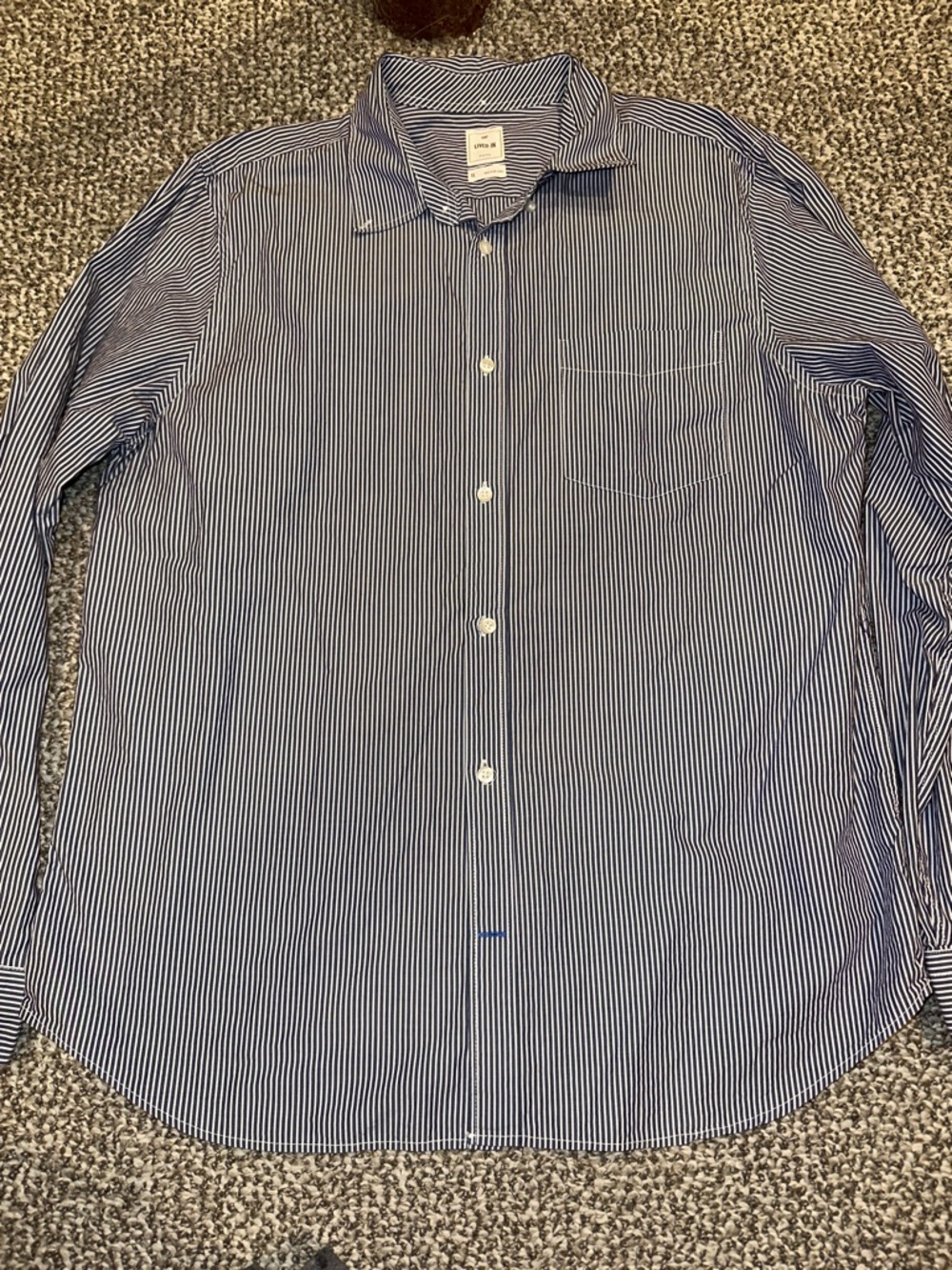 GAP Men's Navy and White Pinstripe Dress Shirt